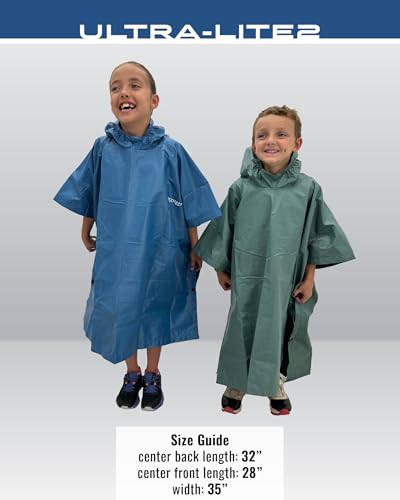 FROGG TOGGS Ultra-lite2 Waterproof, Breathable Rain Poncho, Adult and Youth Sizes - color: Carbon Black, style: Youth