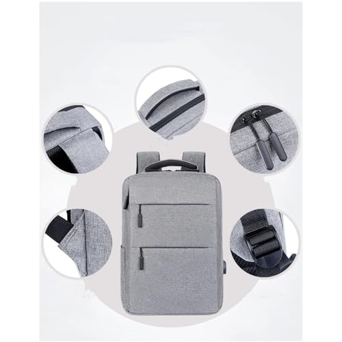 Minimalist Laptop Backpack with USB Port, Business Travel Bag, Water Resistant, (Gray)