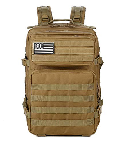 QT&QY 45L Military Tactical Backpacks Molle Army Assault Pack 3 Day Bug Out Bag Hiking Treeking Rucksack… - color: 1.2 Khaki