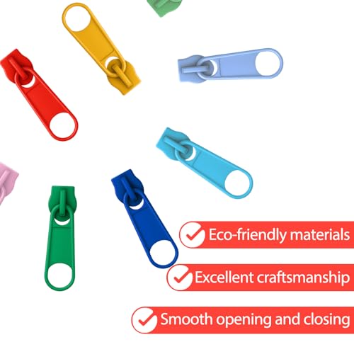 100 PCS Metal Zipper Slider Replacement, #3 Universal Zipper Repair Kit (12 Colors) Replacement Slider Zippers Pull Rescue Kit for Clothing Jackets, Coats, Backpacks