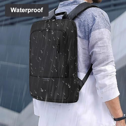 AUGUR Business Slim Backpack for Men Women 15.6 inch Water Resistant Laptop Backpack with USB Charger Computer Notebooks Lightweight Small Backpacks For School/Travel/Business/Work/College Bag - color: 1505 15.6 Inch Black