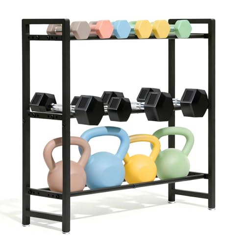 3-Tier Adjustable Dumbbell Rack, Heavy-Duty Weight Storage Stand, 390 LB Capacity, Space-Saving Home Gym Organizer - color: Black