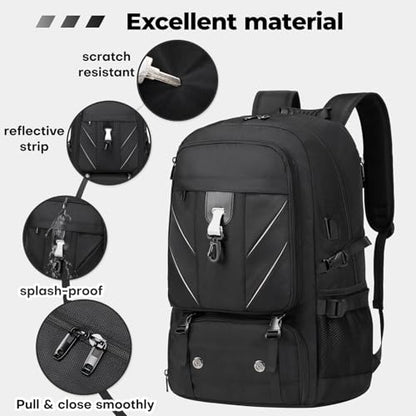17.3 Inch gym backpack with Shoe Compartment,60L Water Resistant Anti Theft Backpacks with USB Charging Port, Airline Approved Carry on Bag Multiple Compartments,for Men Women Travel - size: 17.3 inch Travel Backpack