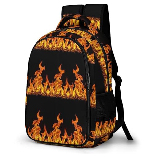 Water Resistant Travel Daypack Fire, Lightweight Laptop Backpack with Water Bottle Pockets for Men Women College Work - color: Pattern (349)