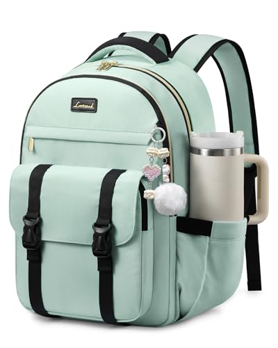 LOVEVOOK School Backpack for Teen Girls,Student Backpack Fits 17 Inch Laptop with Large Tumbler Pocket,Cute Kid Bookbag for 8-14 Teenage Back to School Gifts Daypack for Girl,Mint Green - color: Mint Green, size: 17 Inch