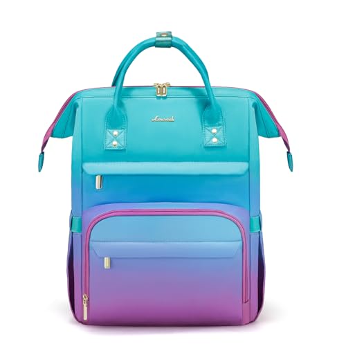 LOVEVOOK Gradient Laptop Backpack for Women,17.3 Inch Work Computer Bakcpack Purse Laptop Bag With Anti-Theft Pocket,Waterproof Carry on Teacher College Backpack for Travel,Green-Red - color: Blue&red Gradient, size: 17.3 Inch