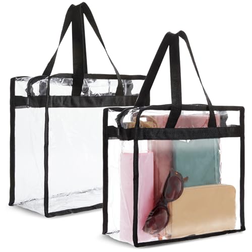 Juvale Clear Stadium Approved Bags - 12x6x12 Large Transparent Tote Bags with Zippers and Handles - size: 2 Pack