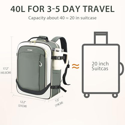 KROSER Laptop Backpack Large Computer Backpack Fits up to 17 Inch Laptop Water-Repellent 40L Travel Backpack Casual Daypack for Business/College/Women/Men-Beige/Army Green/Black - color: Beige/Army Green/Black