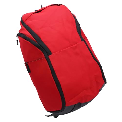 Basketball Backpack with Laptop Compartment and Wet Dry Segregation Water Lightweight Oxford Sports Backpack for Exercise Supplies and Gym - color: Red