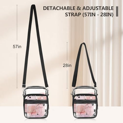 Blvornl Clear Crossbody Bag with Adjustable Shoulder Strap, Stadium Approved PVC Purse Bag, Messenger Bag - color: Clear, size: Small