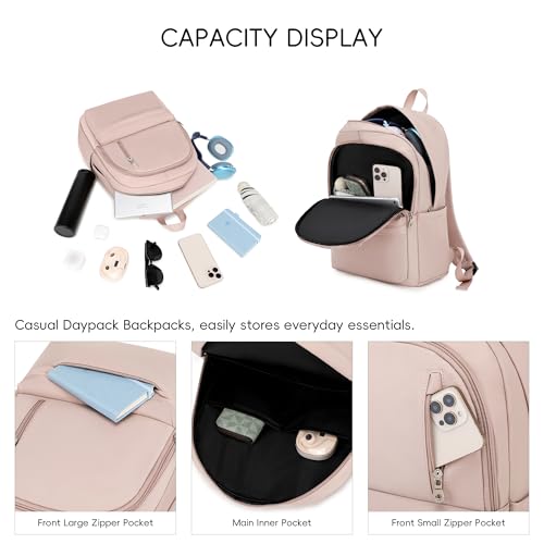 BAGOK Lightweight Nylon Backpack for Women & Men – Foldable, Large Capacity, Ideal for School, Travel & Work - color: Pink