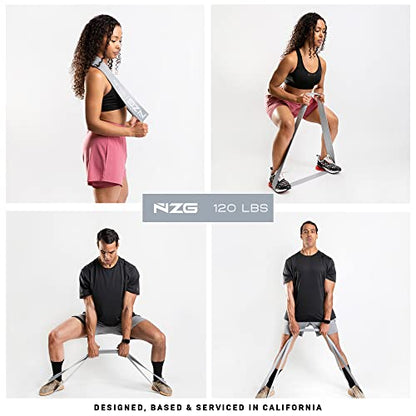 NonZero Gravity 100% Latex-Free Organic Rubber Power Resistance Bands | Compact Durable Hypoallergenic Bands for Strength Training & Workouts | 11 Levels (10 to 140 Lbs) - color: 6. Silver-120 lb