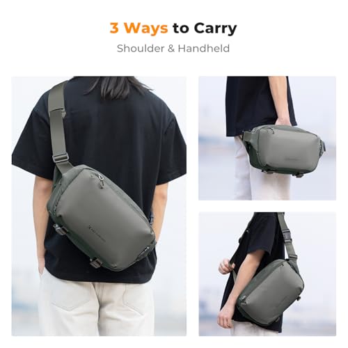 K&F CONCEPT Camera Sling Bag Crossbody Bag Waterproof Camera Shoulder Backpack DSLR/SLR/Mirrorless Camera Case - color: 07 Cyan Grey Medium
