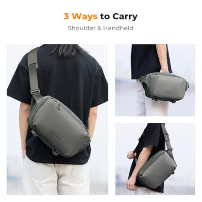 K&F CONCEPT Camera Sling Bag Crossbody Bag Waterproof Camera Shoulder Backpack DSLR/SLR/Mirrorless Camera Case - color: 07 Cyan Grey Medium