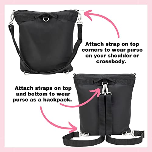 Sugar Medical Women’s Diabetes Backpack Purse with travel organizer for medications, insulin, glucose meter, insulin pens, epi-pen, includes insulated pouch to help keep medications cool. (Onyx)