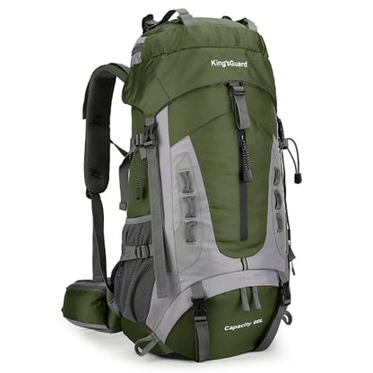 King'sGuard 60L Hiking Backpack for Men and Women Lightweight Camping Hiking Backpack with Rain Cover Large Waterproof Travel Backpack Backpacking Pack (Army Green) - color: Army Green