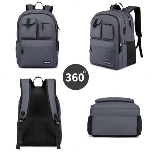 ZUBOND Backpack for Men & Women, Backpacks for School Teen Boys & Girl, Student Bookbag 15.6 inch Laptop Compartment with USB Charging Port for High Middle School, Black Travel Casual Bag - size: 15.6 Inch