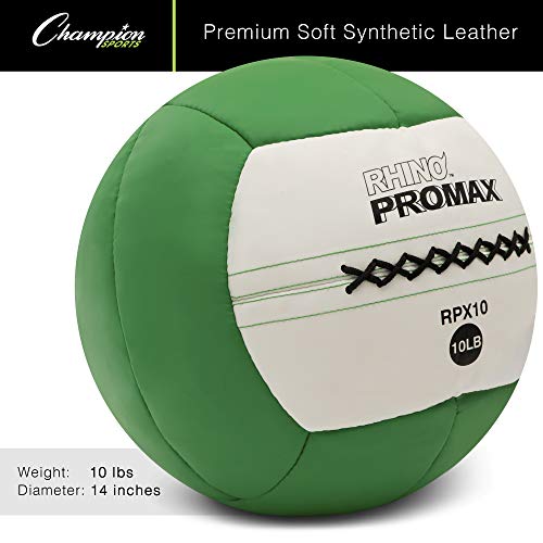 Champion Sports Rhino Promax Wall Balls - Soft Shell Non-Slip Grip for Weightlifting, Plyometrics, Cross Training, & Home Gym - style: 10 LBS