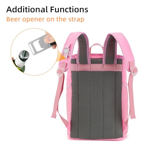 Backpack Cooler Backpack 26 Cans Insulated Leak Proof for Women Men Beach Camping Picnic Fishing Hiking Lunch Backpack Waterproof Cooler - color: Pink, size: Medium