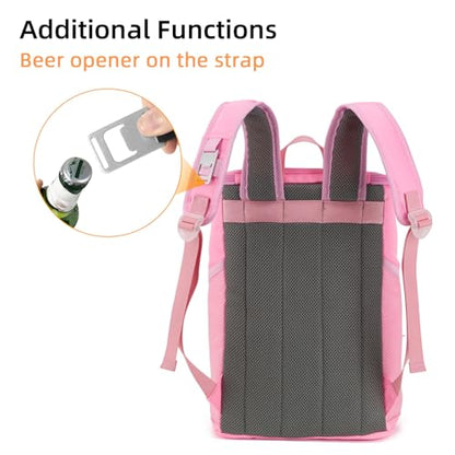 Backpack Cooler Backpack 26 Cans Insulated Leak Proof for Women Men Beach Camping Picnic Fishing Hiking Lunch Backpack Waterproof Cooler - color: Pink, size: Medium