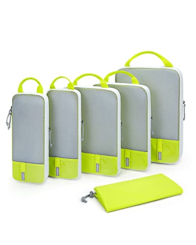 BAGSMART 6 Set /4 Set/2 Set Compression Packing Cubes for Travel, Lightweight Luggage Organizer Bags, Durable Space Saver Bags Travel Essentials - color: Highlight Yellow, size: Set of 6