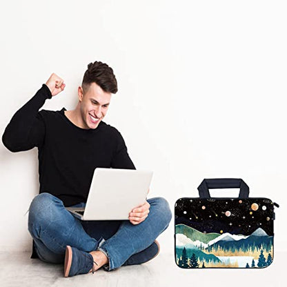 AMARY14 15 15.4 15.6 inch Laptop Handle Bag Computer Protect Case Pouch Holder Notebook Sleeve Neoprene Cover (Mountains Galaxy) - color: Mountains Galaxy