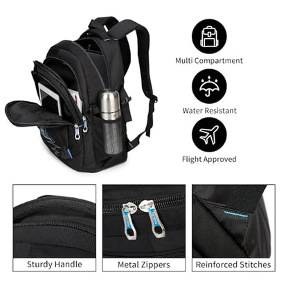 goldwheat School Backpack For Teen Boys, Lightweight Water-Resistant Boys Bookbag With Computer Compartment Fits 15.6" Laptop - color: Black Blue
