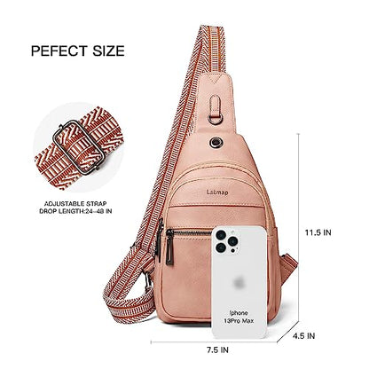 LATMAP 7L Sling Bag For Women Faux Leather Anti Theft Small Casual Daypack Backpack Fanny Pack Crossbody Chest Bags Purse Waterproof Light Pink - color: 7l-light Pink