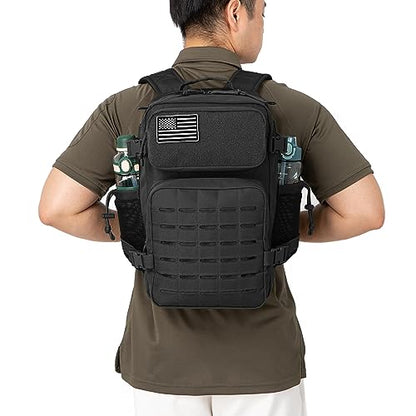 QT&QY 25L/45L Military Tactical Backpack For Men Molle Daypack 3 Day Bug Out Bag Hiking Rucksack With Bottle Holder - color: 25l Black