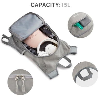 G4Free 15L Hiking Daypack Lightweight Travel Backpack Packable Outdoor Casual Foldable Shoulder Bag (Grey) - color: Grey