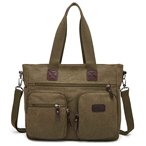 ToLFE Women Top Handle Satchel Handbags Shoulder Bag Messenger Tote Bag Purse Crossbody Bag Travel Work Tote Bag - color: New-army Green, size: Double handles with 9.1" drop