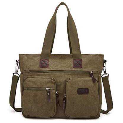 ToLFE Women Top Handle Satchel Handbags Shoulder Bag Messenger Tote Bag Purse Crossbody Bag Travel Work Tote Bag - color: New-army Green, size: Double handles with 9.1" drop