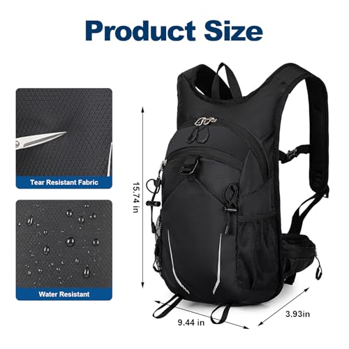 10L Small Hiking Backpack for Men Women Travel Daypack with Chest Strap lightweight backpacks mini backpack for Camping Cycling Travel Outdoor - color: Black