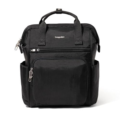 Baggallini Securtex Anti-Theft Windsor Backpack for Travel, Work & College, RFID & Locking Zipper, Up to 16" Laptop - color: Black