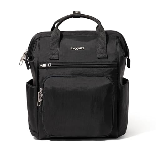 Baggallini Securtex Anti-Theft Windsor Backpack for Travel, Work & College, RFID & Locking Zipper, Up to 16" Laptop - color: Black