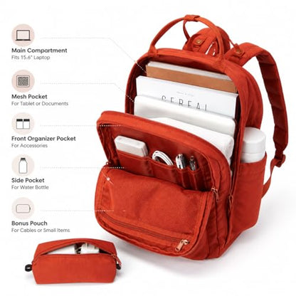 Travel Backpack for Women & Men, Laptop Backpack Fits 15.6 Inch Laptop, Water-Resistant Durable Computer Bag for Work, College & Daily Commute (Red) - color: Red