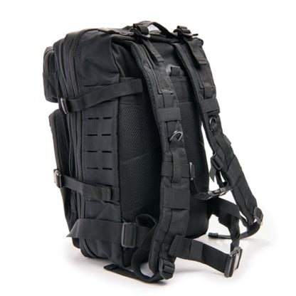 Large Laser-cut MOLLE Backpack with Pistol Retention System, Black, Modular and Lightweight Design for EDC, Range, or Tactical Use - color: Black