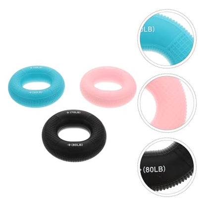 3pcs Silicone Hand Grip Strengthener Rings Set, Multi-resistance Finger Exerciser and Hand Massage Trainer for Forearm Workout, Rehabilitation, and Fitness Training