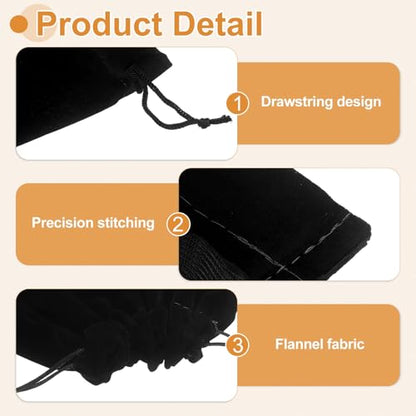 Cloth Shoe Bags for Travel, Flannel Pouch with Drawstring Closure Washable Breathable Cotton Fabric, 15.8x11.8" & 2 Pcs & Black- Fit for (Men Women/Luggage/Storage) - color: Black
