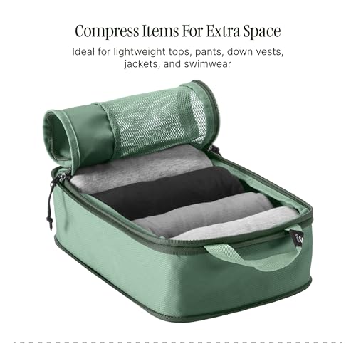 Eagle Creek Pack-It Reveal Compression Cube - Compression Packing Cubes for Optimizing Luggage Space - Convenient Top Handle - Self Repairing Zippers - Small - Willow Green - color: Willow Green, size: 7" x 1" 10"