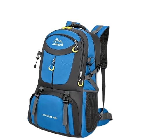 Hiking Backpack for Men, Large Capacity Laptop Travel Bag, Durable Work Bag Vintage Style Outdoor Rucksack for Work (LightBlue) - color: Lightblue