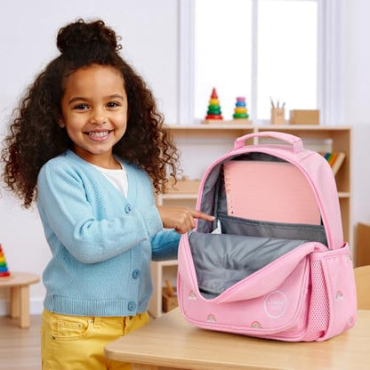 mibasies Toddler Backpacks for Girls 2-4: Quilted Backpack for Preschool Prek Daycare - Cute 12 Inches Bookbag for Little Kids Rainbow Pink - color: Rainbow Pink, style: Toddler-12"h(not Fit Folder)