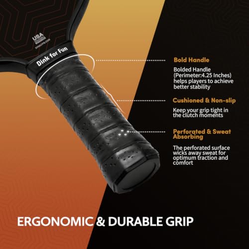 Pickleball Paddles Set of 2/4- USAPA Approved Graphite/Fiberglass Pickleball Racket, 2 Pickleball Rackets, 4 Balls and 1 Portable Carry Bag, Aesthetic Pickle Ball Set for Men Women Beginners - color: 2 Amber Glow | Grey | Graphite