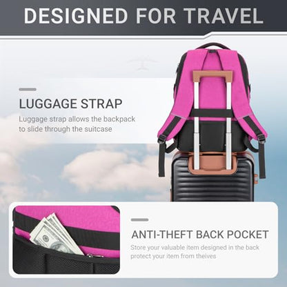 40L Expandable Laptop Backpack, Anti-thief Travel Backpack, Airline Approved Business Waterproof Carry on Luggage, Fits 15.6" Laptop for Men Women - color: Purple, size: 15.6 inches