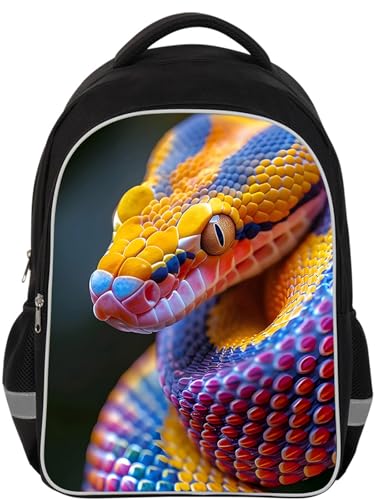 HiMagics Lightweight School Backpack for Boys Girls, Ergonomic Elementary Freshman Sophomore Junior Senior School Bag with Chest Clip, Large Capacity Kids Bookbag for Grades K-12th Students - color: A15-snake
