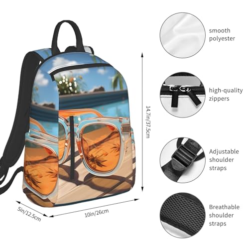 Travel Backpack for Women Men Cartoon Sunglasses Daypack 15 inch Lightweight Computer Bag Casual Back Pack - color: Cartoon Sunglasses