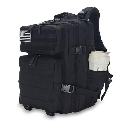 Lovelinks21 25L Tactical Backpack for Men and Women Military Backpack Small Assault Pack Molle Backpack Bug Out Bag Travel Rucksack Daypack (Black) - color: Black