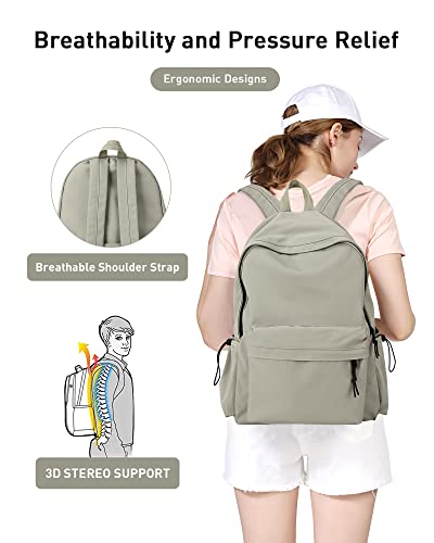 BJLFS Green School Backpack for Girls Water Resistant High School Book Bag Simple Backpack for Teens Boys Girls, Lightweight Simple Middle School Back Pack Daypack - color: Small Green