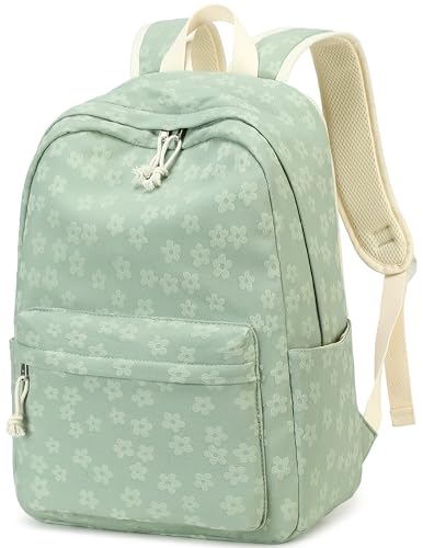 LEDAOU School Backpack for Teen Girls Elementary Middle School Bookbag Kids Backpacks Women Laptop Backpack Travel Daypack - color: Little Flower Green