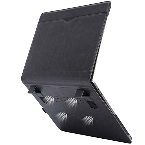 TYTX Compatible with MacBook Pro Leather Case 15 Inch 2016-2019 Release (A1990 A1707) Laptop Sleeve Protective Folio Book Cover with Vents, Black - color: Black
